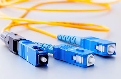 Fiber Optics connectors symbolic photo for fast internet connect